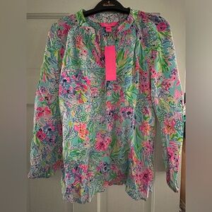 Lilly Pulitzer Silk Elsa Top Alligator Isle XXS NWT